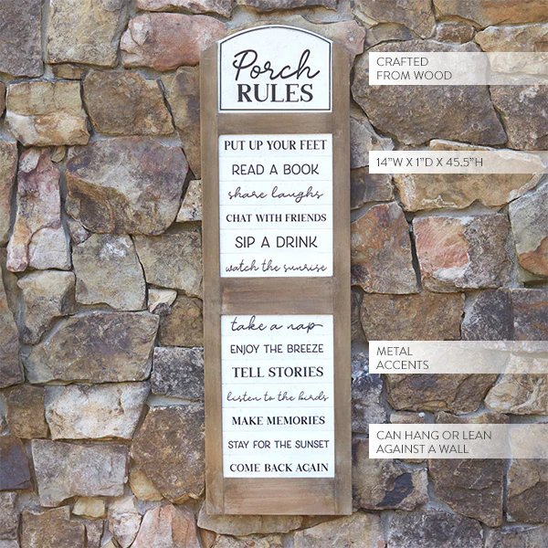 Porch Rules Hanging Sign