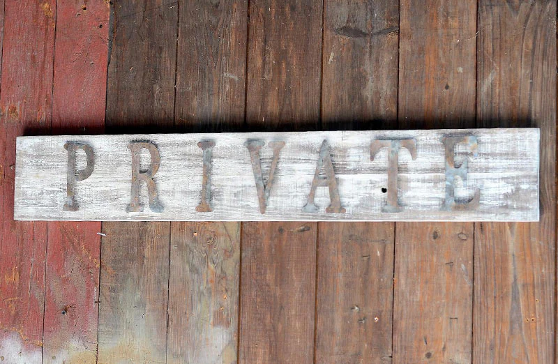 Wood and Metal Private Sign