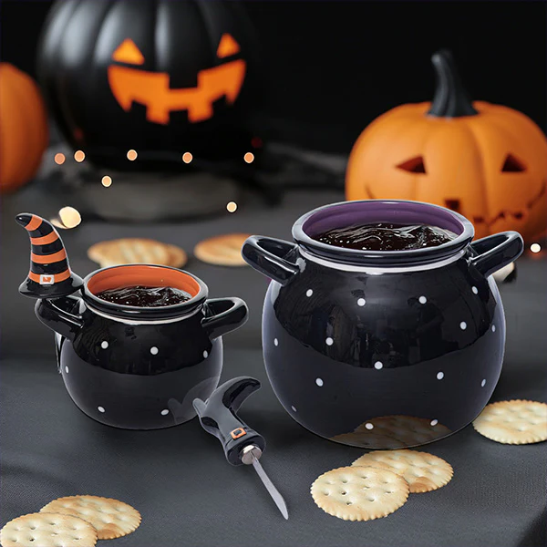 Cauldron Dip Bowl with Spreaders, Set of 2