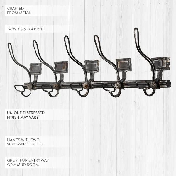 Old School Locker Room Wall Hook Unit