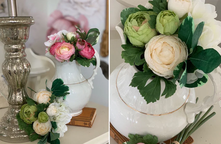 Lifelike Lush Hydrangea and Ranunculus Mixed Bouquet, Pick Your Arrangement