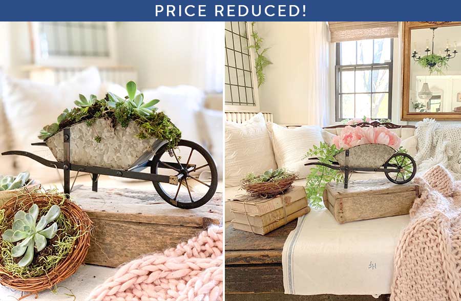 Galvanized Metal Wheelbarrow Planter