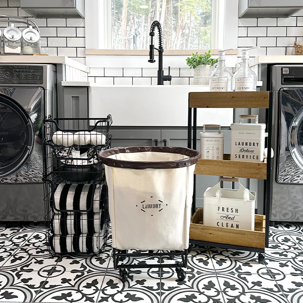 Vintage Inspired Laundry Basket On Wheels