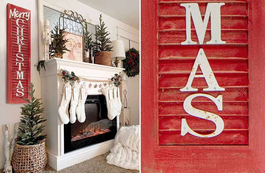 HUGE 47 Inch Tall Merry Christmas Shutter