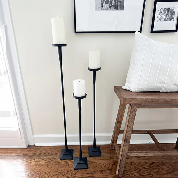 Extra Tall Cast Iron Candle Holders, Set of 3