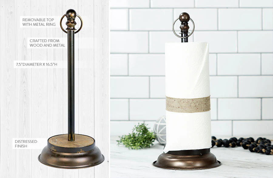 Brushed Bronze Metal Paper Towel Holder