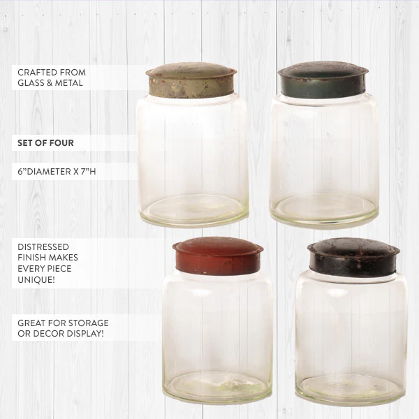 Antique Pharmacy Jars, Set of 4