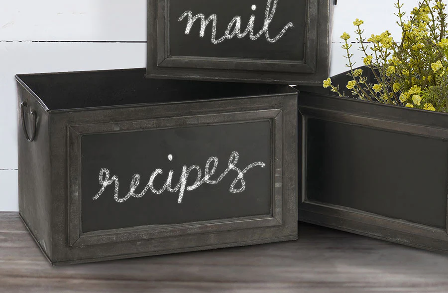 Metal Cubby Box with Handles  Set of 3