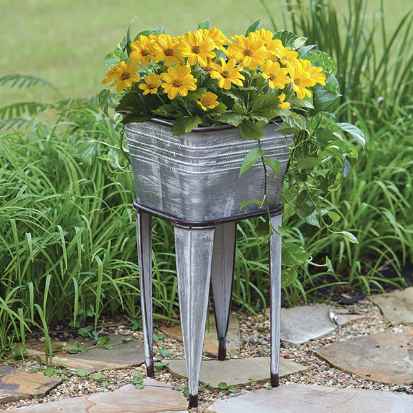 Metal Basin Standing Planter