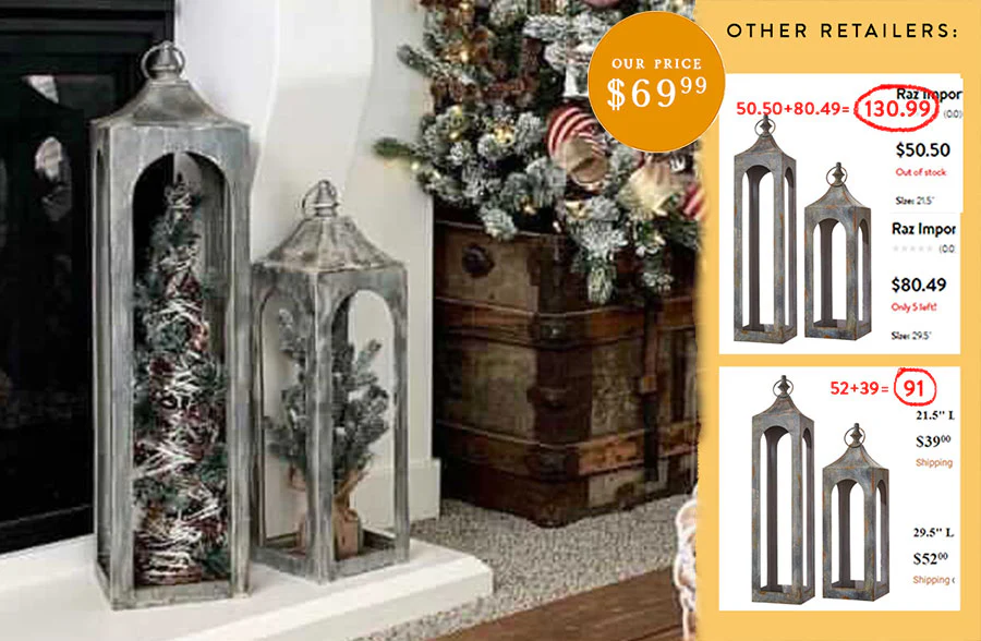 Handcrafted Metal Lanterns, Set of 2