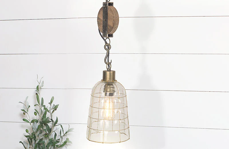 Glass Pendant Pulley Light System