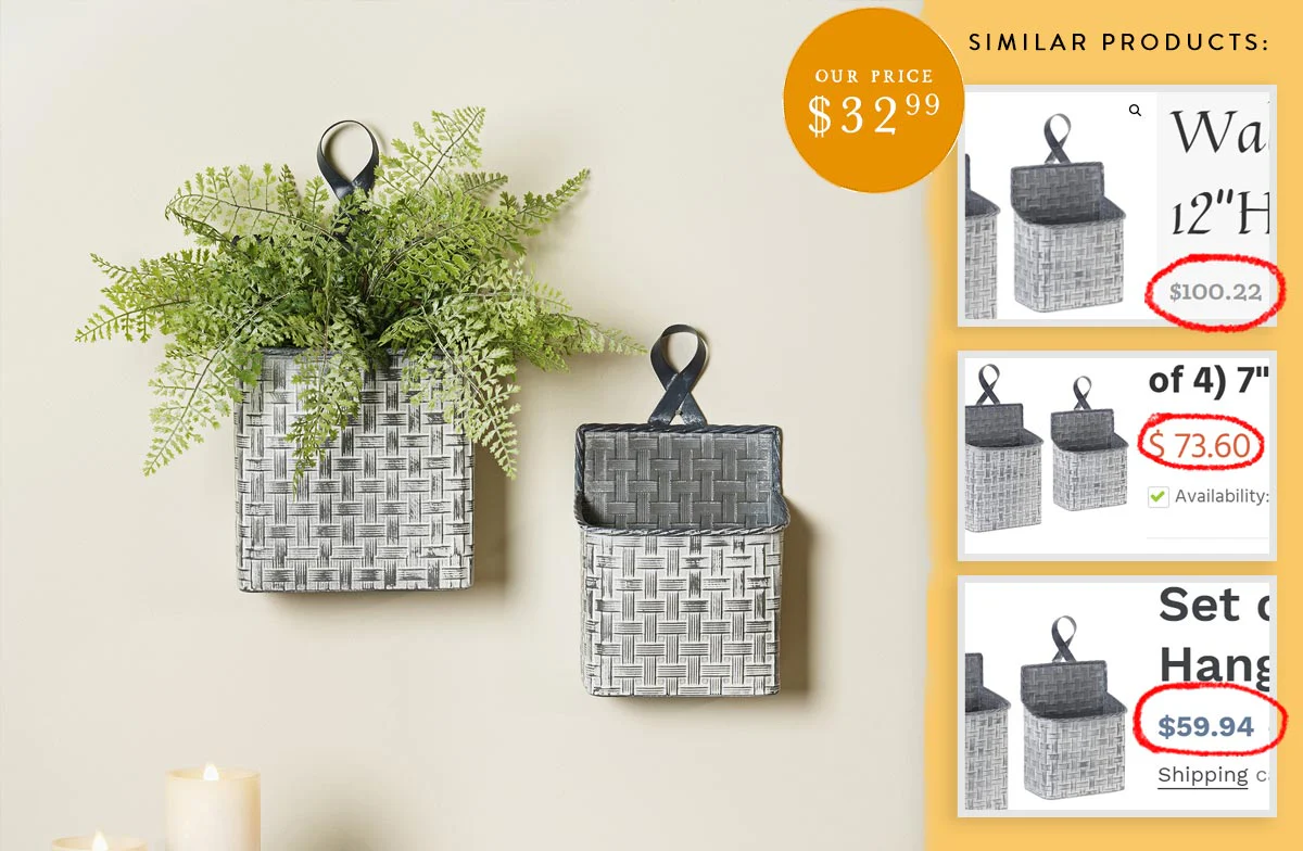 Metal Basket Weave Wall Planters, Set of 2