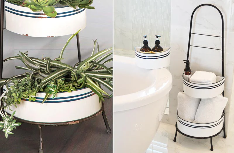 Distressed Enamel 3-Tiered Display Stand