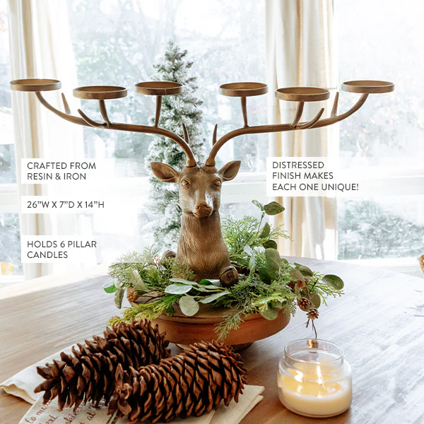 Golden Regal Reindeer Candle Holder