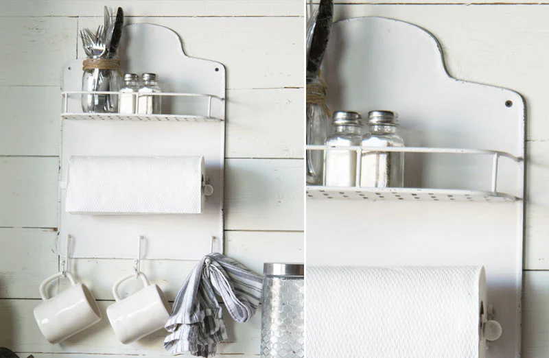 Distressed White Kitchen Rack
