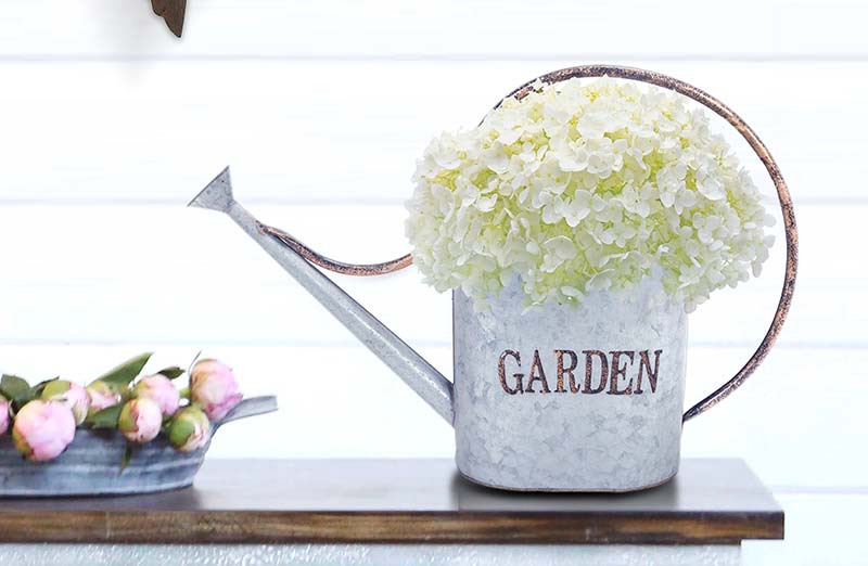 Galvanized Garden Watering Can Decor