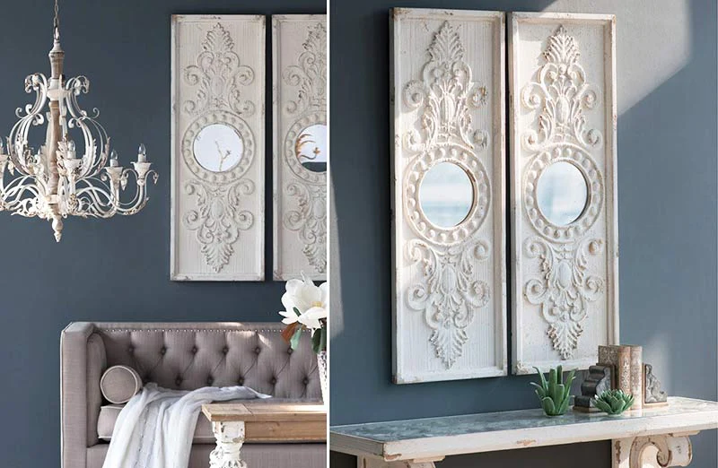 HUGE Ornate Wall Panel Mirror  Set of 2