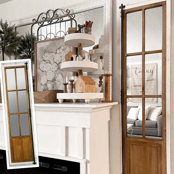 59 Inch Tall Wooden French Door Mirror