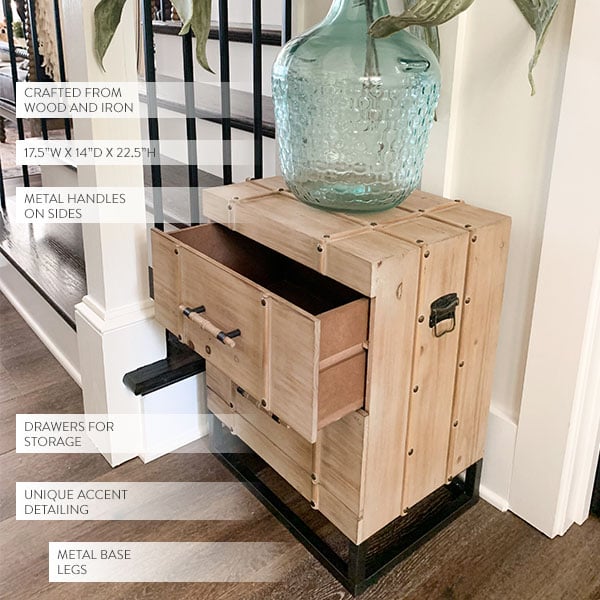 Wooden Storage Cabinet | Rustic Double Drawer