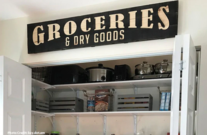 Carved Wood Groceries Sign