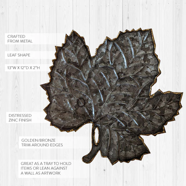 Decorative Galvanized Leaf Tray