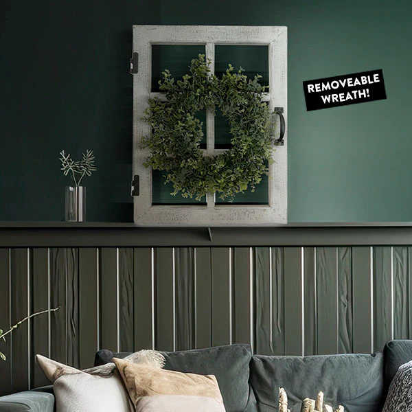 2-in-1 Hinged Dutch Window with Eucalyptus Wreath