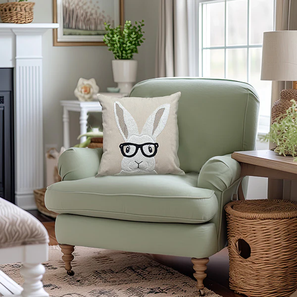 Smart Bunny Easter Throw Pillow Cover